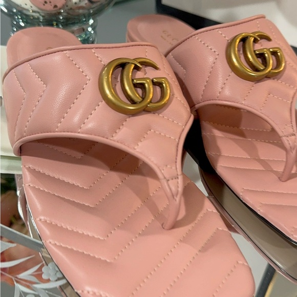 Double G Logo Leather Slides - Picture 3 of 14